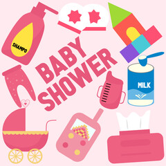 Banner templates for baby girl illustration