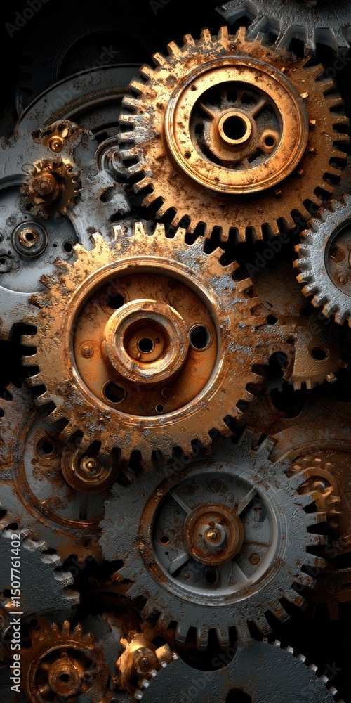 Poster rusty gears interlocking mechanism