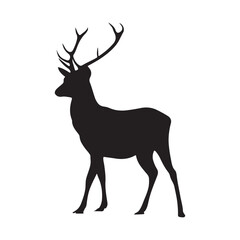 Obraz premium Black deer silhouette vector illustration wildlife animal design