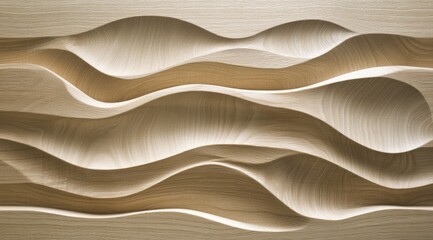 Wood panel with flowing, sculpted waves