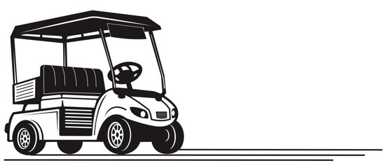 silhouette of electric golf cart in motion. Transportation, vehicle isolated on white background. © Ari