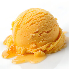 Mango Ice Cream Scoop Isolated on Transparent Background