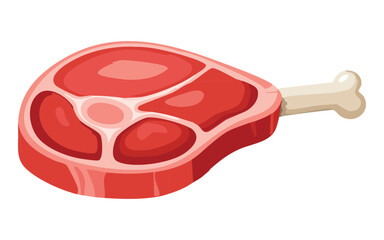 Fresh bone in meat for hearty meals ingredient - vector illustration