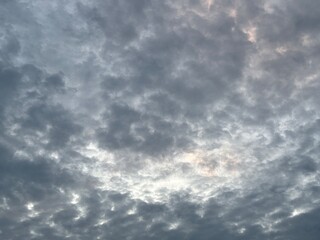 a sky filled with altocumulus clouds with a wavy pattern, creating an interesting texture in the...
