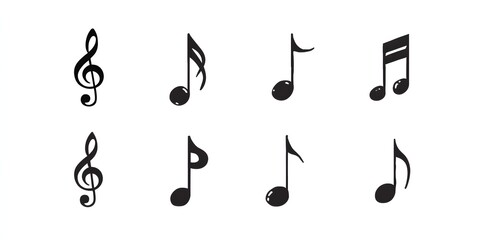 Musical notes arranged in a grid showcase rhythm and melody in a simple yet elegant design highlighting music's universal language