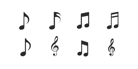 Fototapeta premium Musical notes arranged in a grid showcase rhythm and melody in a simple yet elegant design highlighting music's universal language