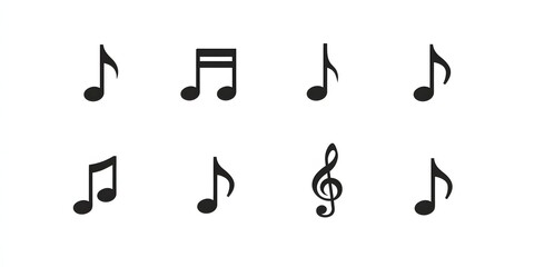 Obraz premium Musical notes arranged in a grid showcase rhythm and melody in a simple yet elegant design highlighting music's universal language