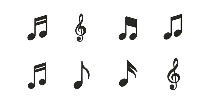 Musical notes arranged in a grid showcase rhythm and melody in a simple yet elegant design highlighting music's universal language