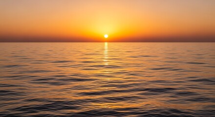 Fototapeta premium Golden Summer Sunset over Calm Ocean Waters