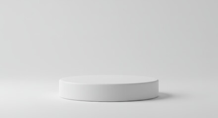 White cylindrical podium isolated on white background for product display and presentation