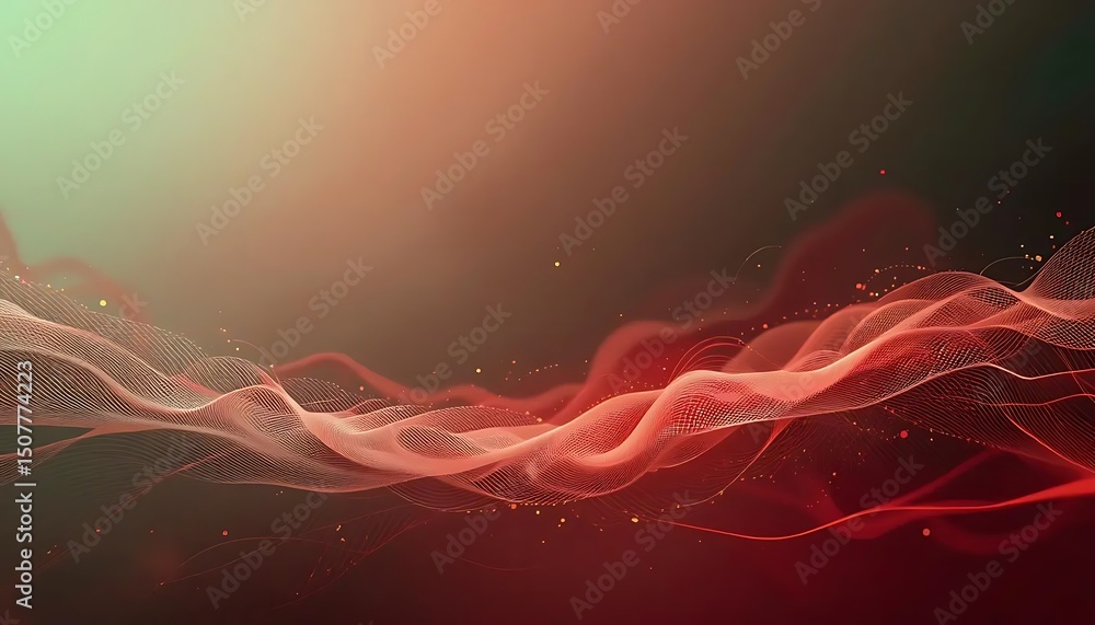 Aufkleber dynamic crimson waves with delicate lines and scattered sparkle effect