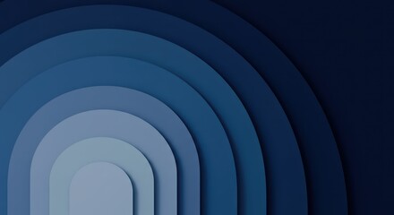 Obraz premium Abstract background with layered rounded shapes in shades of blue color gradient