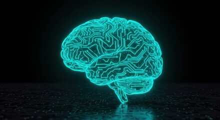 Glowing brain with circuit patterns representing artificial intelligence concept