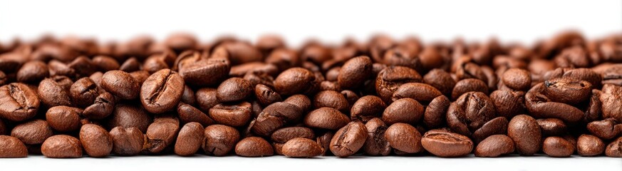 Naklejka premium Roasted Coffee Beans On White Background