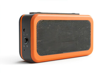 Vintage radio receiver with a classic dial for music and sound, isolated on a white background