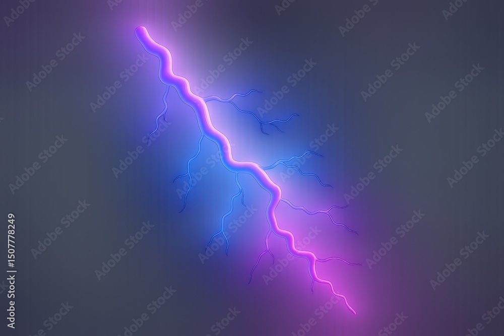 Poster 3d rendered element of a colored lightning strike, isolated for design and conceptual use