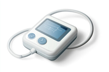 Electronic digital blood pressure monitor for health measurement on a white background