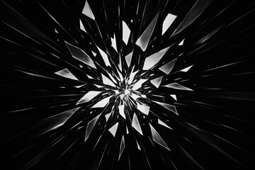 [Abstract Digital Illustration of Shattered Glass Fragments Exploding on a Black Background]