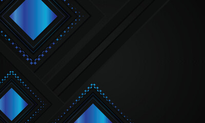 Black background with blue gradient glitter geometric shape design