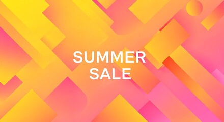 Dynamic Summer Sale Announcement: Abstract Geometric Shapes in Yellow, Orange, and Pink Gradients Creating a Modern, Eye-Catching Promotional Design for Seasonal Discounts