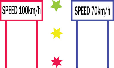  Speed limit board vector set with dual color scheme and star accents for road safety design.