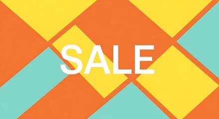 Modern Summer Sale Announcement: Geometric Pattern with Yellow, Teal & Orange Shapes Promotes Shopping Deals in a Stylish and Eye-Catching Layout for Retail Promotion Campaigns