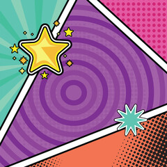 Colorful square comic book page background template pop art design