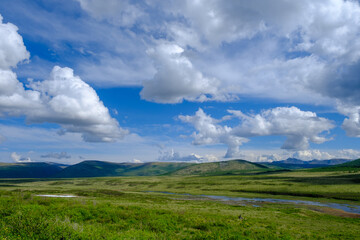 View above river, nature landscape. Buryatia. Siberia.