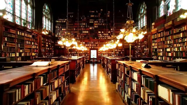Grand Library Zoom Background  A Majestic Study Space Virtual Background, Generative AI