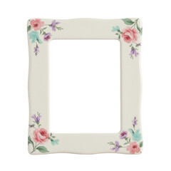 Obraz premium Creamy frame with pastel roses, and blue flowers, and little purple accents around the frame