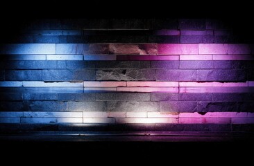 Glowing Brick Wall With Neon Lights