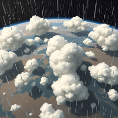 Stylized Earth Rainfall from Space Illustration