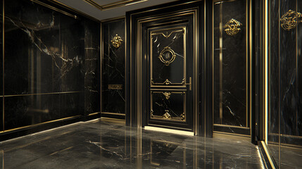 Elegant Black Gold Room Interior Door Design