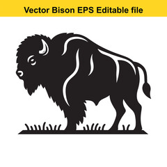 Obraz premium Bison Silhouette Vector for Rustic & Western Designs