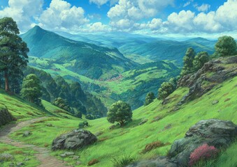 Green Valley Overlook With Lush Hills