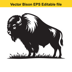 Obraz premium Bison Silhouette Vector for Rustic & Western Designs