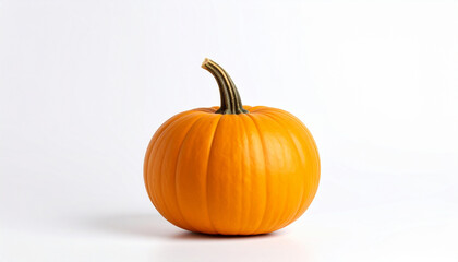 Isolated Pumpkin on White Background – Fresh Autumn Vegetable with Clipping Path for Seasonal Design, Halloween, Thanksgiving, and Food Projects