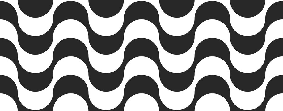 Copacabana beach sidewalk, black and white geometric artistic seamless pattern 