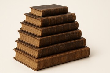 Pile of Old and Ancient Books, a Collection Isolated on a Clean White Background for Educational and Historical Concepts