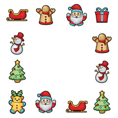 Frame art of christmas holiday isolated on white background