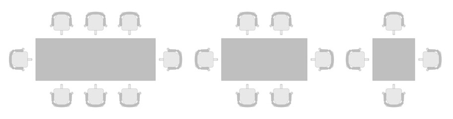 Movable tables in various sizes top view, plan vector interior, living room illustration without background for architectural projects. Sections, Elevations, Floor Plans