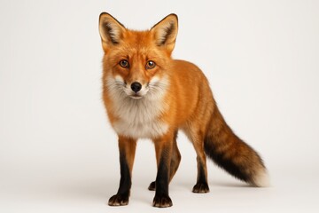 Fototapeta premium [Red Fox Isolated on a Clean White Studio Background Looking Curious]