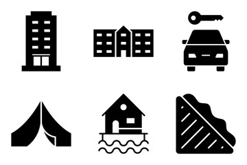 travel Accommodation icon set collection