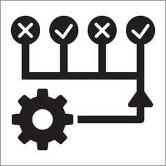 Setting and strategy icon. Icon symbol of adjustment, control, plan, arrangement. Vector illustration