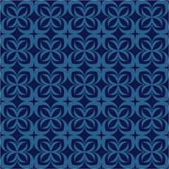 Elegant Abstract Geometric Seamless Navy Blue Floral Repeating Pattern 