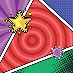 Colorful square comic book page background template pop art vector