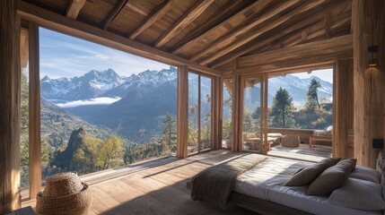 Fototapeta premium Mountaintop Cabin Bedroom (1)