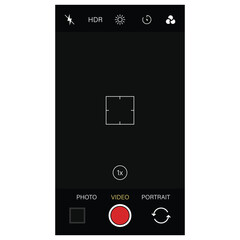Phone camera viewfinder frame video or photo focus screen vertical template concept