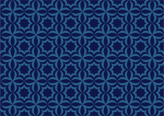 Elegant Geometric Circular Pattern in Blue Shades with Floral Abstract Design