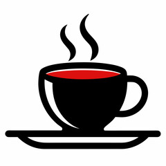 Black cup of coffee food icon on white background.